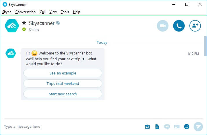 Skyscanner Bot within Skype