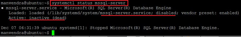 check status of mssql-server service