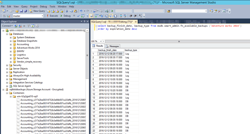 Image of SQL Server results