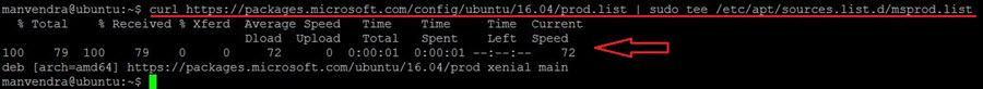 run curl cmd to register Ubuntu repository