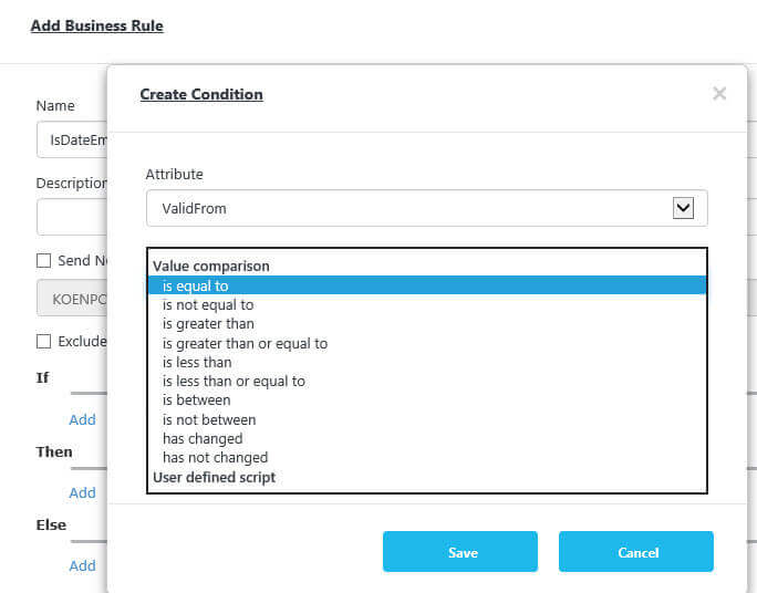 Predefined conditions in Master Data Services