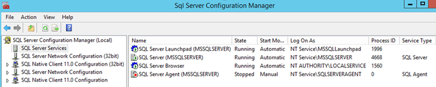 SQL Server Configuration Manager - Confirm Launchpad service is started