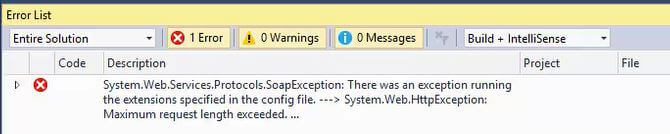 Error message in Visual Studio
