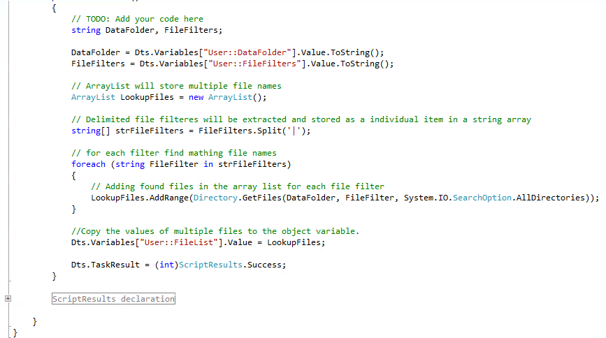 Script Task Code