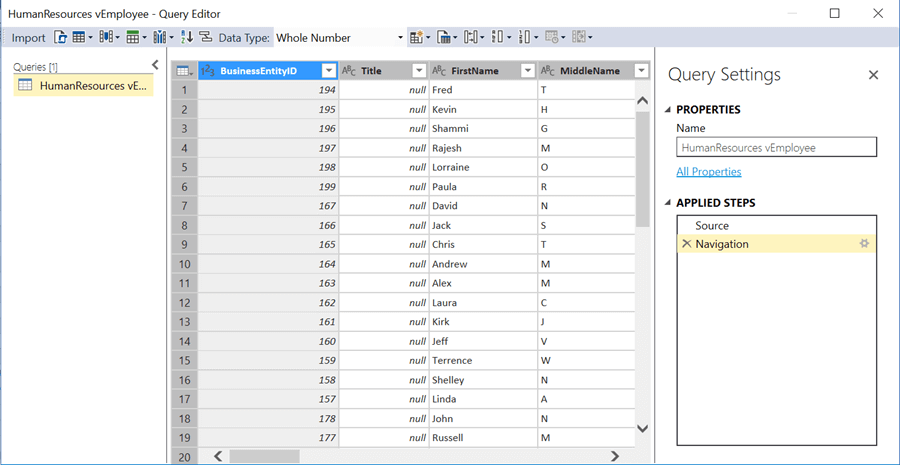 Query Editor in SQL Server Data Tools for Analysis Services