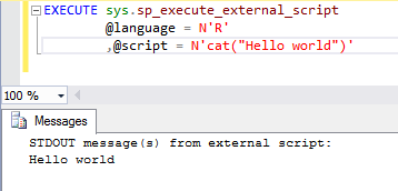 Simplest example for the sp_execute_external_script stored procedure