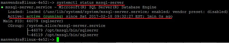SQL Server service status post running configuration file