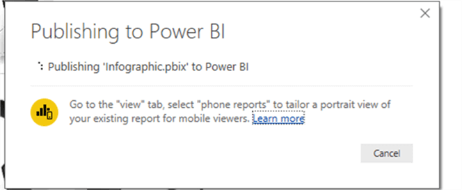 Publish - Description: Publish to Power BI site.