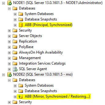 SQL Server Database Mirroring is Active in Management Studio