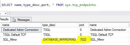Query the mirror server to get the port details for SQL Server Database Mirroring