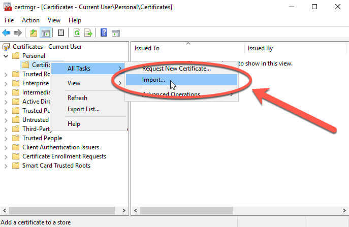 Certificate Manager Import