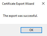 Certificate Manager Export Wizard Success