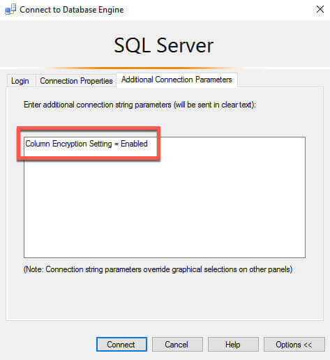SQL Server Management Studio Always Encrypted Connection String