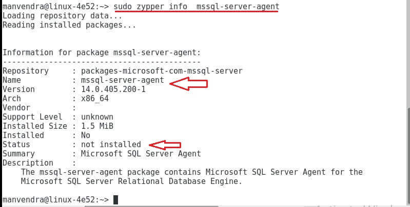 zypper info mssql-server-agent