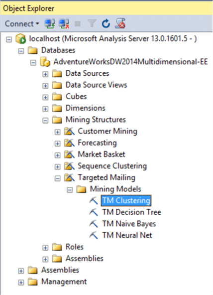 Data Mining Models - Description: Explore data mining structure and models using SSMS
