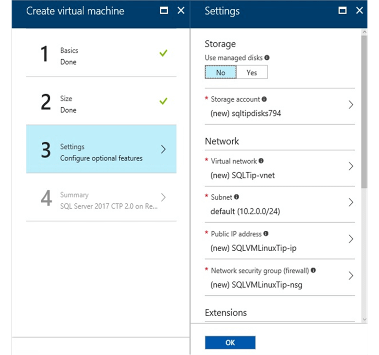 Configure optional features in Microsoft Azure Virtual Machine