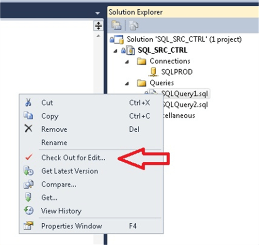 Check Out for Edit option in SQL Server Management Studio