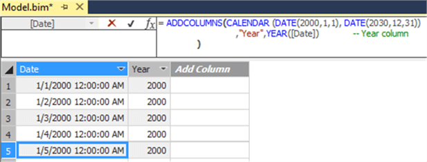 add year column