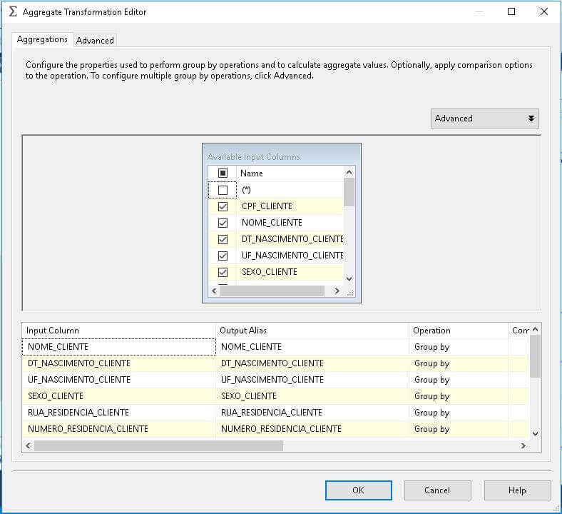 SSIS aggregate transformation task