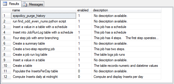 Basic job and schedule queries from msdb tables