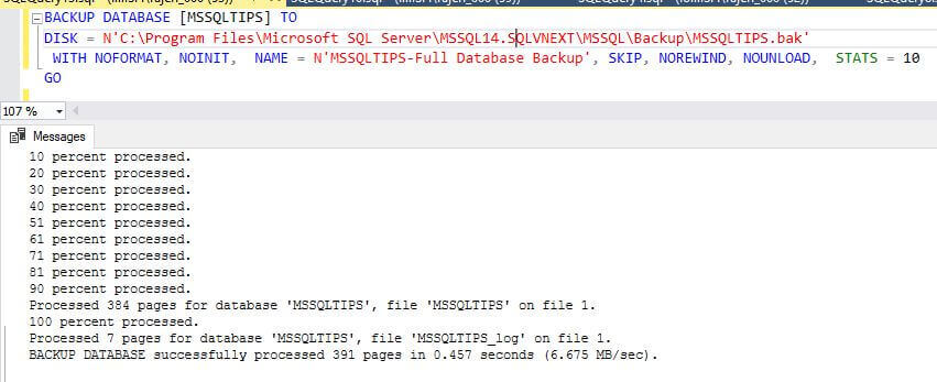 SQL Server database full backup