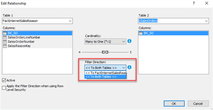 enable filtering in both directions