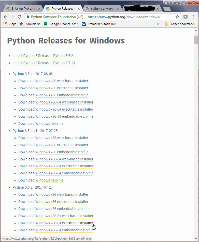 python releases for windows