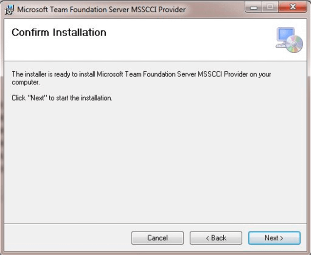 Microsoft Team Foundation Server Plug-in Confirm Installation