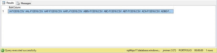 SSMS - First OpenRowSet statement - Description: Just on big blob of text.
