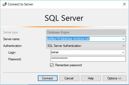 Azure SQL DW & PolyBase - SSMS Login - Description: The login screen for SQL Server Management Studio.