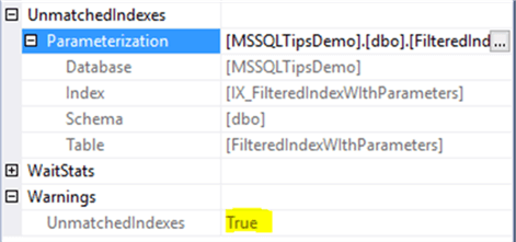 Unmatched Index Property for the SQL Server Query Plan