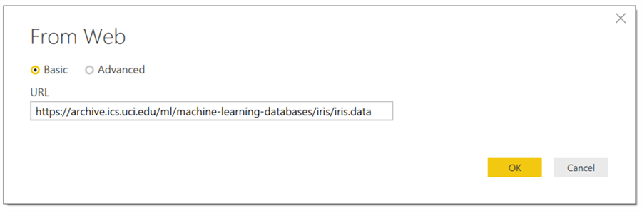 Data from a URL in PowerBI - Description: Data URL