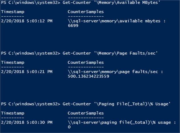 Get-Counter '\Memory\Available MBytes' 