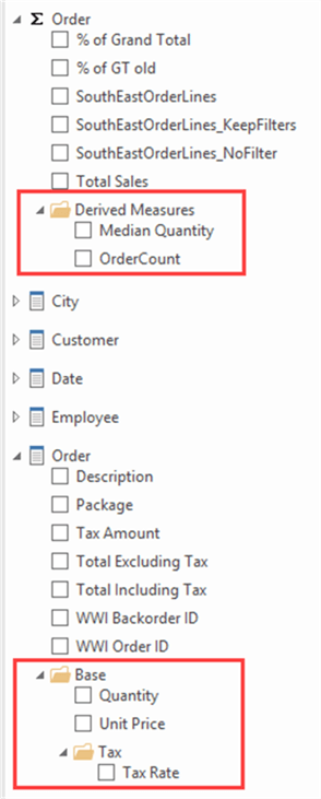 Measures & display folders in Excel from Analysis Services Tabular 2016