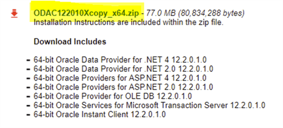 Install Package - Description: odp.net instalation file
