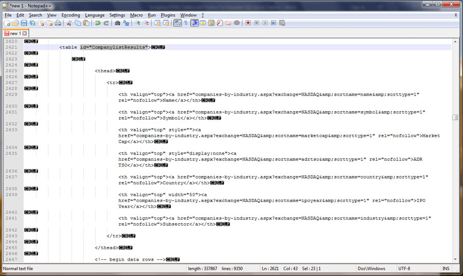 HTML code to scrap