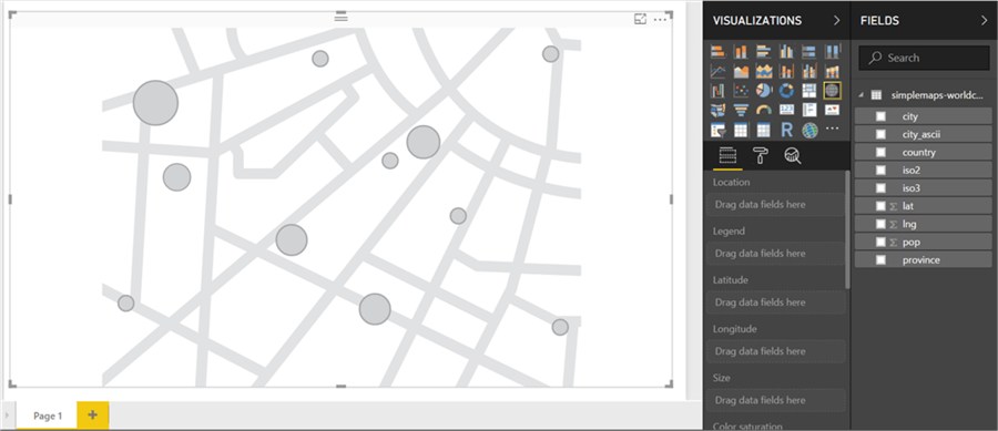 Power BI Desktop Map Control Expanded to the size of the window