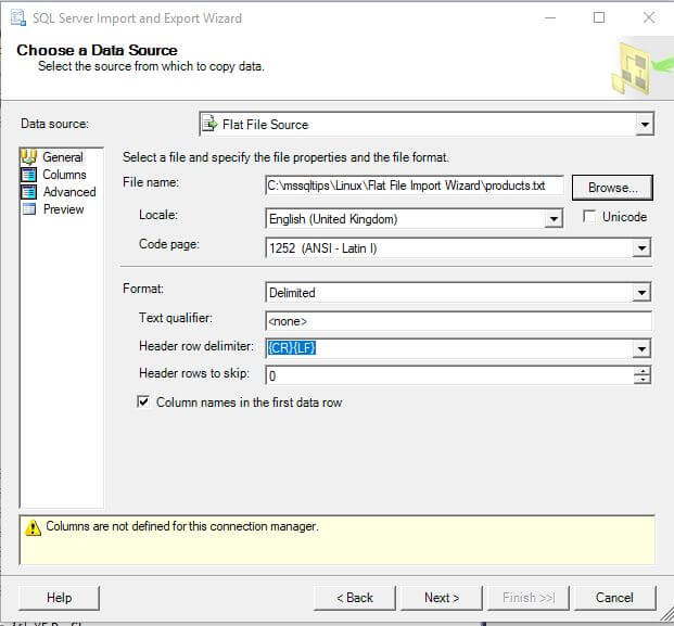 SQL Server Import and Export Wizard