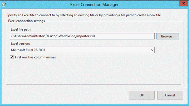 ssis excel connection manager