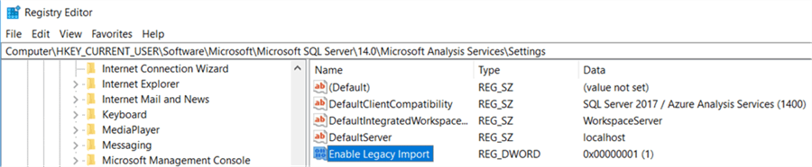 enable legacy data source in registry hack