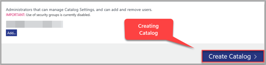 Creating catalog