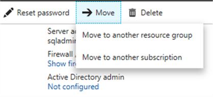 Move SQL Azure server - Description: Move SQL Azure server to another resource group or subscription