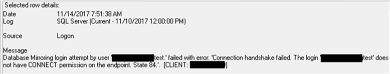 Connection handshake failed (error severity 10)