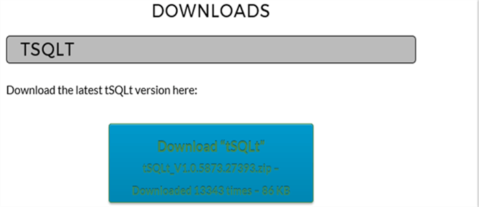 tSQLt Download Button - Description: Download tSQLt version