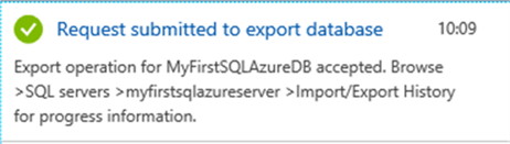 Export database popup - Description: Export database popup