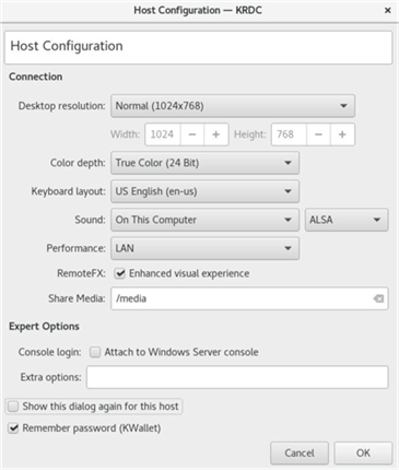 KRDC Remote Host Configuration