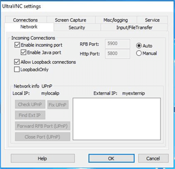 UltraVNC Network Config