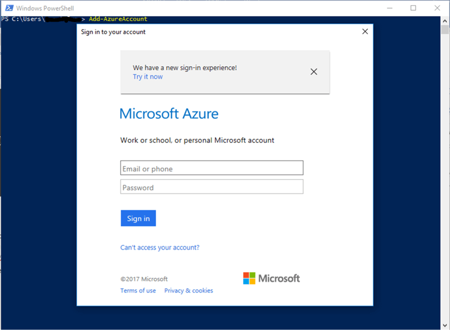 PowerShell connect to Azure with Add-AzureAccount cmdlet