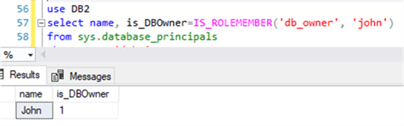 john is db_owner - Description: with db1 trustworthy on, [john] can gain db2 db_owner privilege
