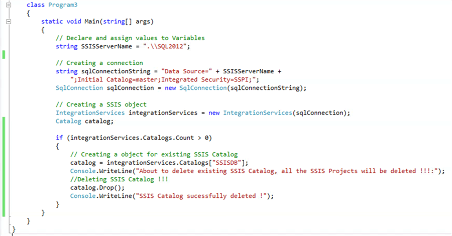 C# Code to Drop Catalog - Description: C# Code to Drop Catalog